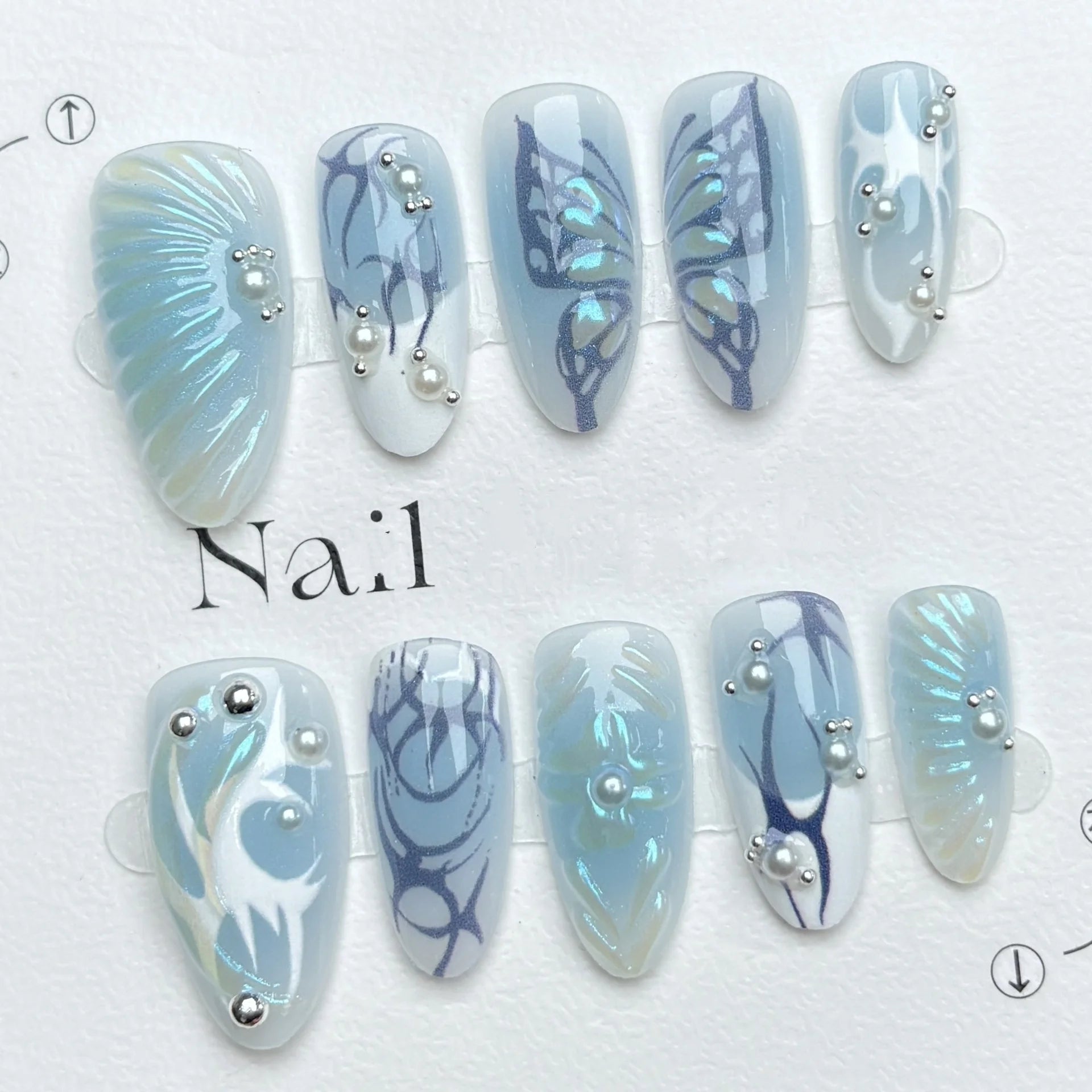 24pcs Cat's Eye Purple False Nail Tip Spring Aurora Starlight Rhinestone Design Fake Nail Reusable Short Oval Press on Nails Art