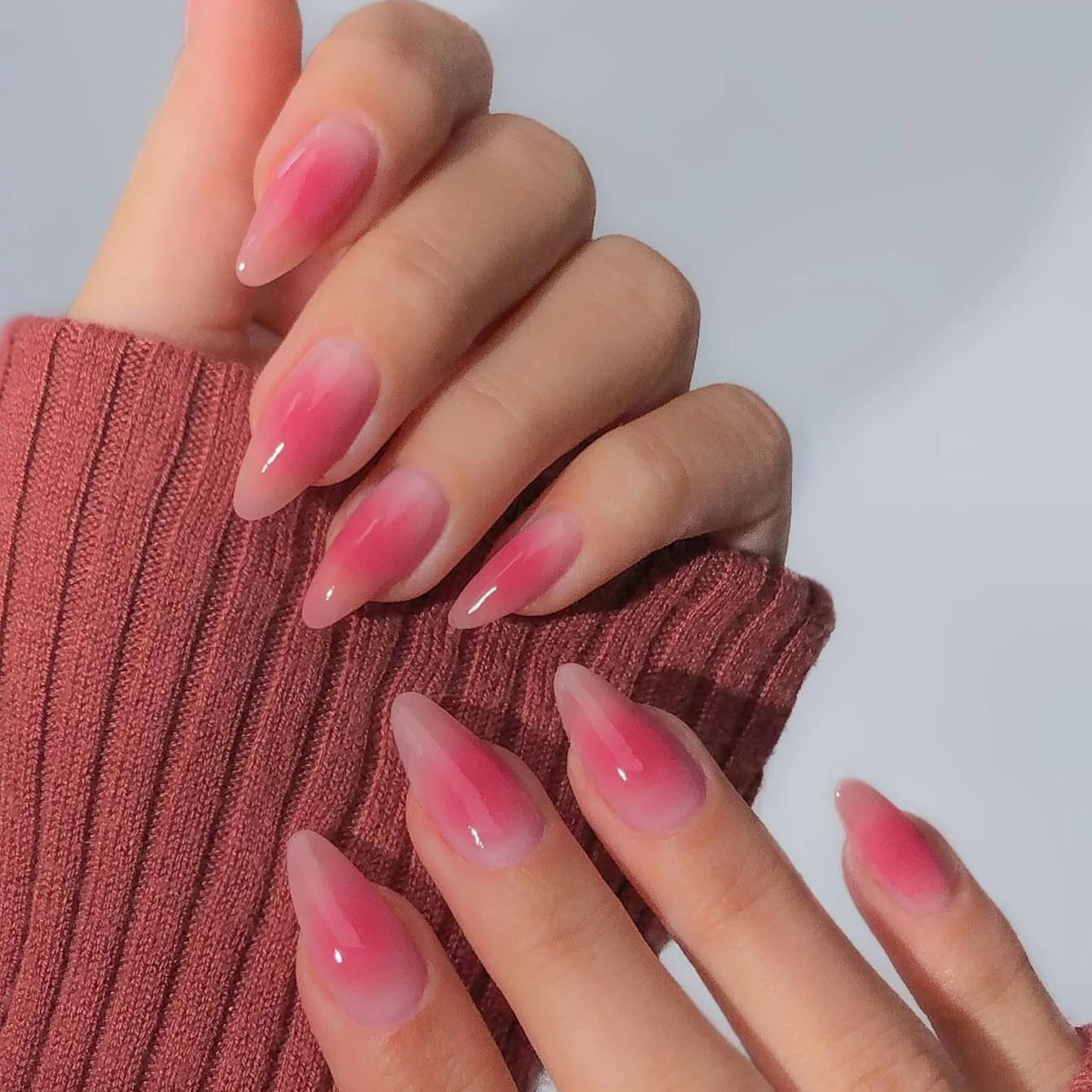 ARTAUG 24pcs Glossy Pink Press On Nails Medium Square Fake Nail Elegantstyle False Nail Full Cover Fake Nail For Stylish Women