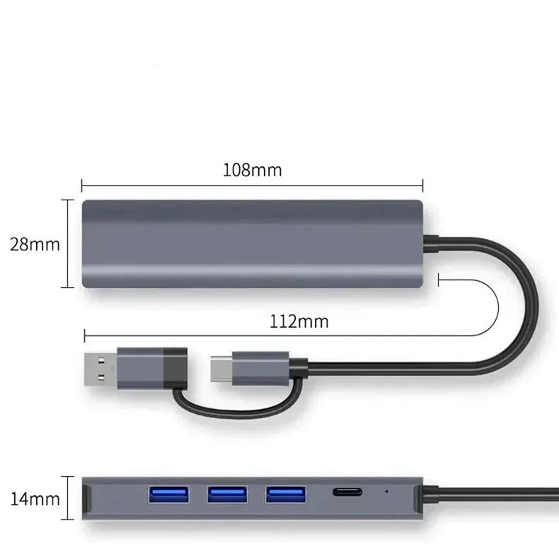 5-in-2 USB C Hub Multiport Adapter with Gigabit Ethernet, USB 3.0 & Type-C - Docking Station for MacBook Pro, Laptops & Tablets