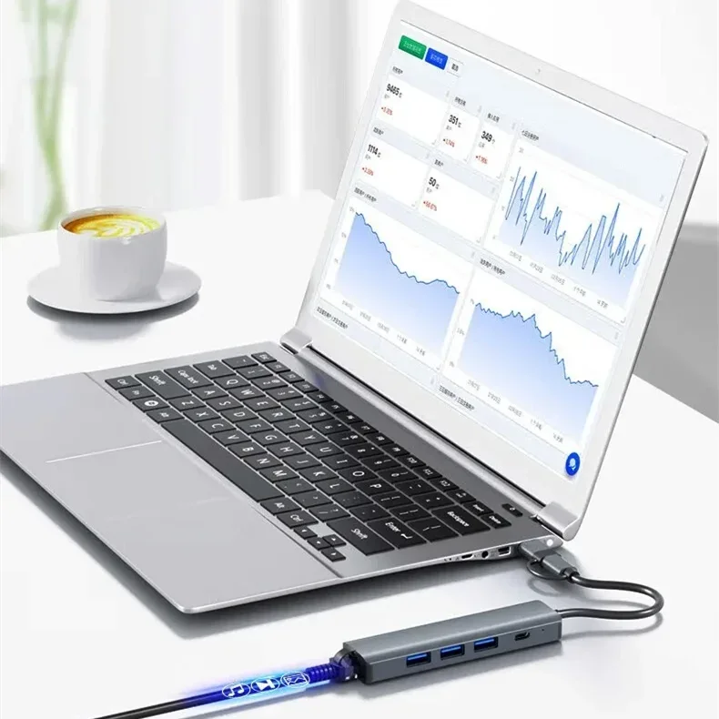 5-in-2 USB C Hub Multiport Adapter with Gigabit Ethernet, USB 3.0 & Type-C - Docking Station for MacBook Pro, Laptops & Tablets